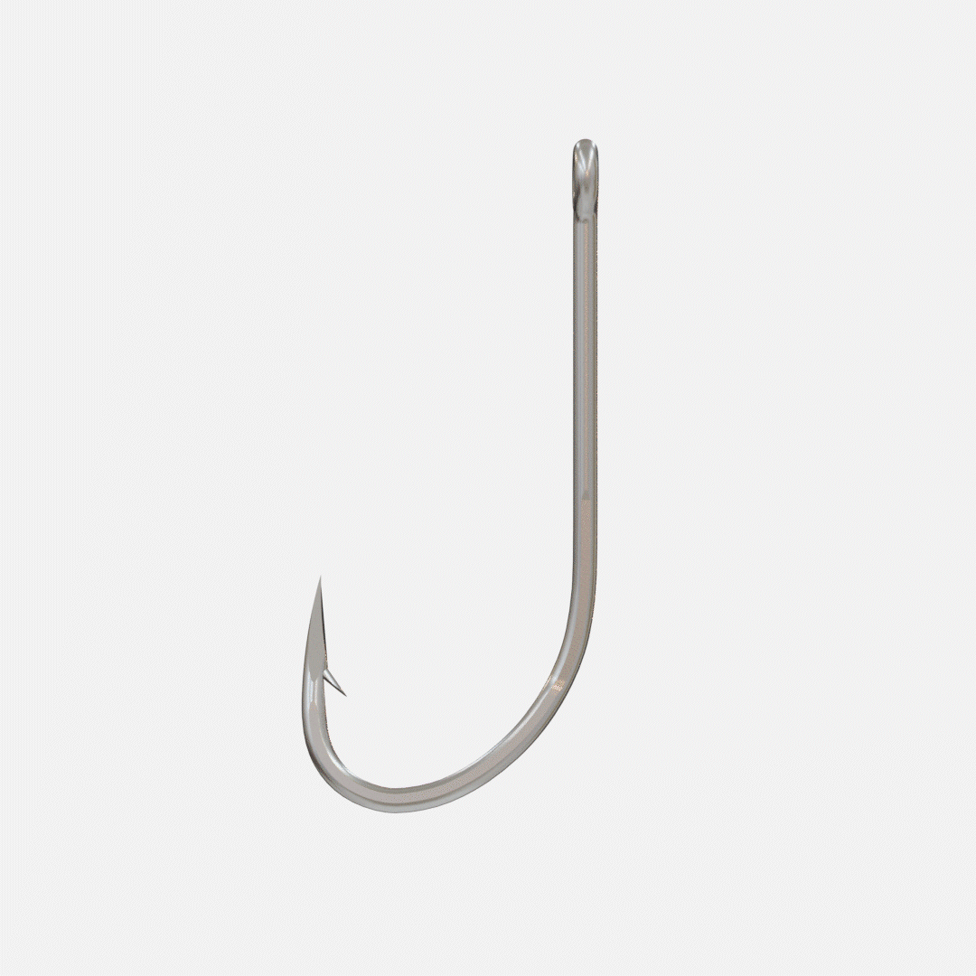 hook_anatomy_compressed_SQUARE Single fish hook on a white background
