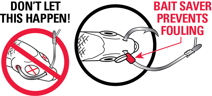 Illustration of the Bait Saver VS regular hooks